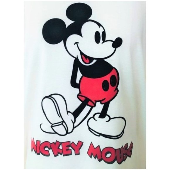 MICKEY MOUSE OLD NAVY DISNEY CREAM RED VELVET FLOCKED T-SHIRT XL NWT - Picture 5 of 8